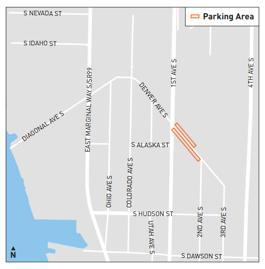 map of parking spaces denver ave s
